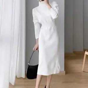 여성봄원피스 여성 폴라넥 니트 롱원피스 골지 H라인 슬림핏 간절기