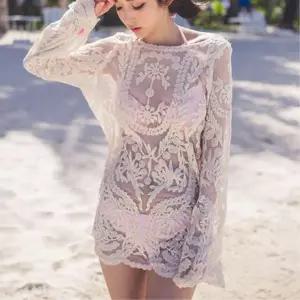 수영복커버 티셔츠 러블리 레이스 긴팔옷 리조트패션