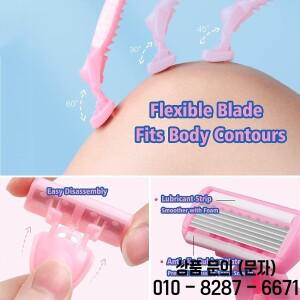 여성용 면도기 6겹 블레이드 다리 털 겨드랑이 칼 국경 간 스팟 수동