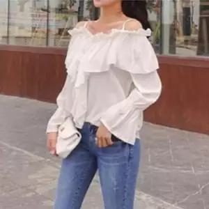 [SBD] 레이스 오프숄더 데이트룩 고급 프릴 하객룩 블라우스