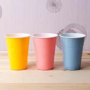 물 칼라컵 플라스틱컵 일회용위생컵 물잔 6p 250ml