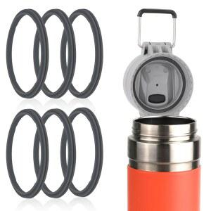 [미국배송] 6개의 물병 뚜껑 개스킷 실리콘 밀봉 링 스탠리 퀵 플립 GO와 호환되는 보온병용 O 교체 24온스 36온스 유리컵(그레이)