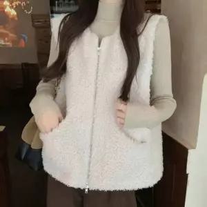 여성 겨울 뽀글이 인조양털 조끼 베스트 레이어드 쪼끼 2색