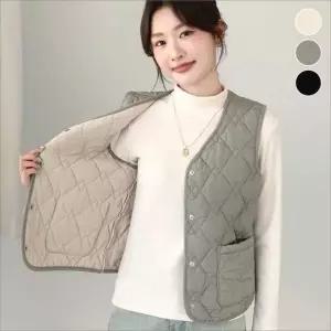 3색 조끼 기모안감 v넥 경량패딩 레이어드 베스트 여자