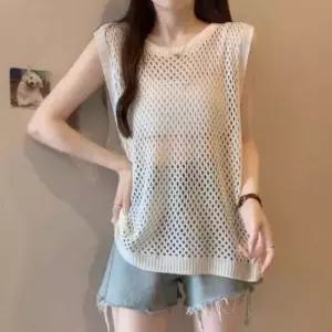 시스루 베스트 그물짜임 여름 조끼 망사 레이어드