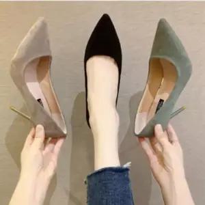 여성 스웨이드느낌 뽀족코 시크매력 9cm 펌프스 힐