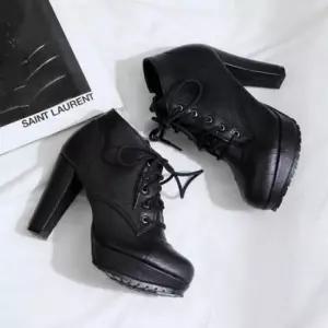 여자워커 국내제작 둥근코 가보시 옆지퍼 통굽 여성 워커힐Y