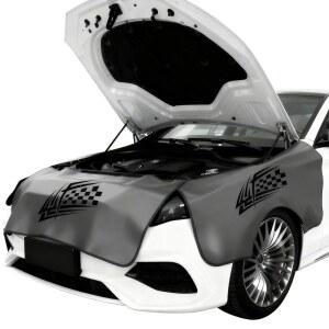 정비사용 톈샤오 펜더 커버, 정비사 세단, 트럭 및 SUV용 강력한 자석과 후크가 장착된 3개의 극세사 가죽 프로텍터 매트 그레이