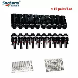 10 쌍/태양 광 발전 커넥터 남성 여성 전지 패널 방수 플러그 및 도구 인버터 M12 스레드 1000V 30A 케이블