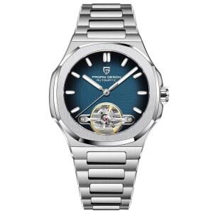 [미국배송] 롤스티미 파가니 디자인 남성용 시계 PD-YS025 남성 자동 스켈레톤 투어빌론 비즈니스 기계 무브먼트 스포티 사파이어 렌즈 스테인리스 스틸 브레이슬릿 42MM 케이스
