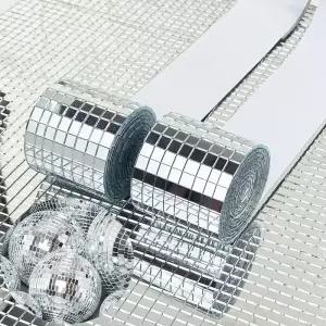 자기 접착 모조 유리 미니 사각형 거울 아크릴 모자이크 타일 스티커 욕실 DIY 파티 수제 공예 홈 인테리어