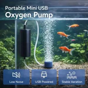 에어스톤 무소음 산소펌프 소형 휴대용 미니 USB 충전 어항 양식장 수족관 용품