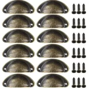 12PCS 레트로 주방 서랍 캐비닛 도어 핸들 가구 손잡이 Handware 찬장 철 골동품 쉘 당겨