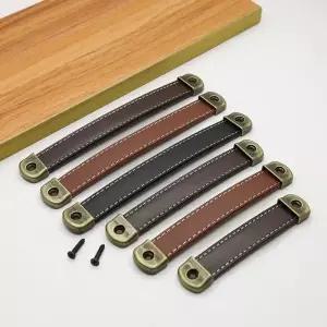 가구 캐비닛 도어 핸들 소 가죽 작은 옷장 서랍 당겨 나무 상자 선물 손잡이