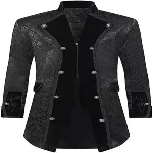 DRTES 남성 스팀펑크 중세 재킷 빅토리아 뱀파이어 해적 프록 코트 의상