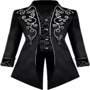 아포크리파 남성 중세 스팀펑크 테일코트 뱀파이어 고딕 재킷 프록