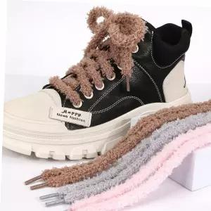 신발 장식 털 신발끈 4세트 뽀글이 귀여운 운동화끈 120cm