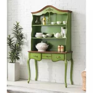 유니크 빈티지그린 원목 주방 3단 포인트 그릇장 1050 다기장 정리 예쁜 찬