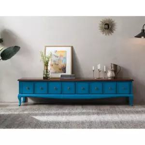 아라비안 엔틱 블루 마호가니원목 TV대 거실장 2000 / 테레비 빈티지 모던