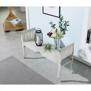 프랜치 엔틱 화이트 콘솔겸 2인용 벤치 의자(110cm) 평의자 체어 밴치 형