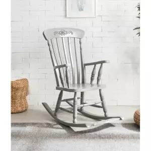 빈티지 가구 소품 그레이 원목 흔들 의자 / 1인 편한 안락 1인용 암체어