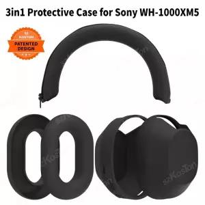 헤드셋파우치 헤드폰 케이스 소니 Sony WH-1000XM5 귀마개 쉘 헤드셋 보호 커버용 3-in-1 실리콘