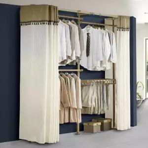 파이프 고정식 행거 커튼 시스템 4단 옷걸이 시스템행거 원룸행거 옷걸이 폴행거 고정식행거 옷가게행거