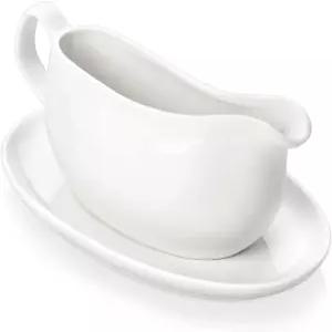 접시 스탠드가 있는 말라카사 14온스 그레이비 보트 샐러드 드레싱용 트레이가 도자기 소스 크리머 육수