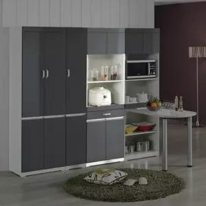 모던 화이트/그레이 키큰 전자렌지 수납장 600 그릇 보조 다용도 붙박이