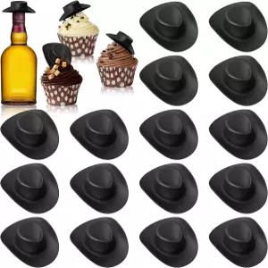 유로남 30개 플라스틱 미니 웨스턴 카우보이 카우걸 모자 공예 파티 인형의 집 장식용 미니어처