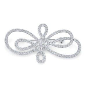 성명 대형 파베 웨딩 브라이덜 크리스탈 패션 개츠비 빈티지 아트 데코 스타일 스카프 브로치 핀 여성 실버 도금 황동