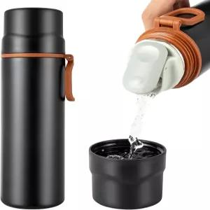 손잡이가 있는 단열 물병 스테인리스 스틸 진공 커피 컵 누수 방지 뚜껑이 플라스크 이중 벽 스포츠 여행용