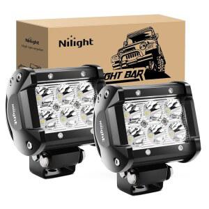 Nilight LED 포드 2Pcs 18W 1260LM 스팟 오프 로드 라이트 매우 밝은 드라이빙 포그 보트 램프 작업 조명 바 트럭용 밴 캠퍼 왜건 자동차 픽업 골프 카트 ATV UTV SUV 4x4