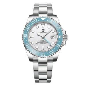 BY BENYAR 파가니 디자인 남성 GMT 자동 시계-패션 스테인리스 스틸 기계식 시계-사파이어 유리 렌즈 시계