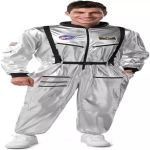 멋진 창작물 할로윈 우주비행사 코스튬 남성 실버 우주복 점프수트 파일럿 코스프레 파티 의상