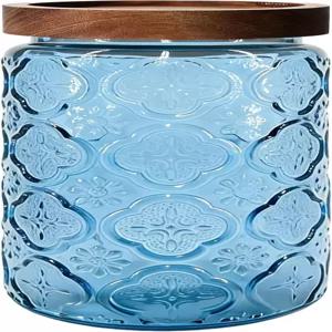 밀폐된 나무 뚜껑이 있는 유리병 - 34온스 주방 욕실 팬트리 캐니스터 사탕 커피 쿠키 시리얼 설탕 차