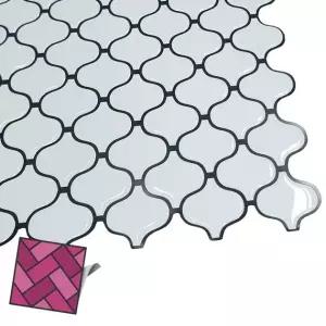 월타일스티커 511 흰색 다마스크무늬 포인트타일