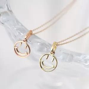 14K GOLD 스마일 링 펜던트 체인 금 목걸이 45cm 목걸이선물 생일선물목걸이 데일리목걸이