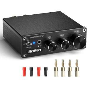 사이인 파워 앰프 홈 오디오 80W x 2 스테레오 블루투스 리시버 2.0 채널 미니 하이파이 클래스 D 통합 헤드폰 잭 베이스/트레블 컨트롤 스피커용