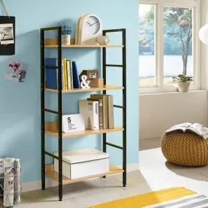 책장선반 4단 오픈수납 틈새책꽂이 DIY조립 원목 철제 거실 책장 전면 철재 미니 조립식 오픈 선반
