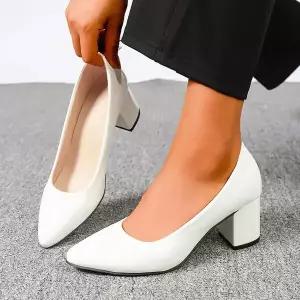 여성용 빅사이즈 단 봄가을 스틸레토 힐 통굽 작업 슈즈 하이 토시 화 admr3