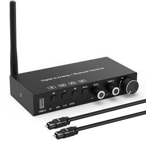 헤드폰 앰프 내장 블루투스 V5.0 리시버 뮤직 플레이어 볼륨 조절가능 USB 192KHz DAC 디지털-아날로그 변환기 스테레오 L/R 3.5mm 잭에 연결 가능