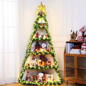 크로블리풀 6단 6피트 크리스마스 빌리지 디스플레이 스탠드 트리 코너 선반 DIY 거실 침실 홈 오피스 장식용 대형 나무 플랫폼 책장