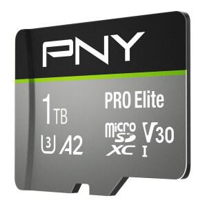 PNY 1TB PRO 엘리트 클래스 10 U3 V30 microSDXC 플래시 메모리 카드 - 100MB/s, 클래스 10, U3, V30, A2, 4K UHD, 풀 HD, UHS-I, 마이크로 SD