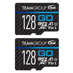 TEAMGROUP GO 카드 128GB x 2팩 MicroSDXC UHS-I U3 V30 4K 액션 카메라 및 드론 고속 플래시 메모리 카드, 야외 스포츠 및 브이로그용 어댑터, 4K 촬영, GoPro&Insta360 & DJI TGUSDX128GU364