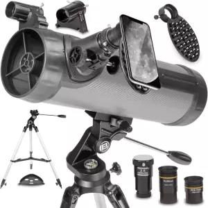피스 마운트 스마트폰 어댑터가 장착된 내셔널 지오그래픽 114mm 반사 망원경 천문학 천체 사진 촬영용