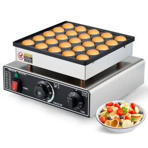 요도호사 커머셜 미니 더치 팬케이크 메이커, 25PCS 도라야키 논스틱 포퍼티즈 그릴, 스테인리스 머핀 와플 아침 식사용 전기 핫케이크 머신, 스낵, 디저트
