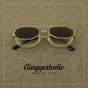 원렌즈 이중 층 플랩 선글라스 남성의 트렌디한 패션 복고풍 여성용