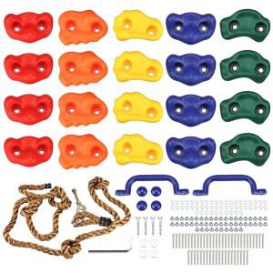 야구 20 PCS 암벽 등반, 클라이밍 로프와 손잡이, 실내외 놀이 세트 키트, 장착 하드웨어 포함