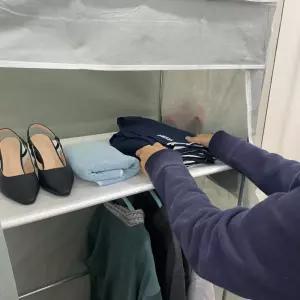 [HH7] 간이 조립식 1단 비키니옷장 그레이 시스템행거